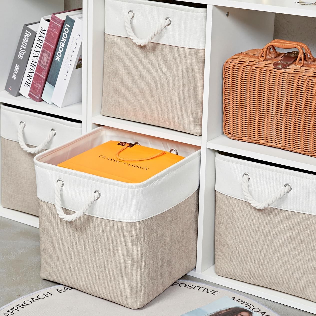 13 Inch 6 Pack Foldable Fabric Storage Cubes with Handles | Home Cube Storage