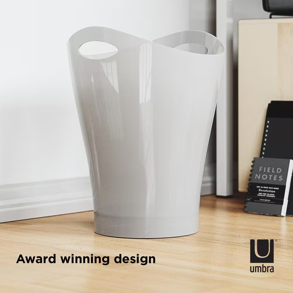 Metallic-White Garbino 2.25G Plastic Trash Can