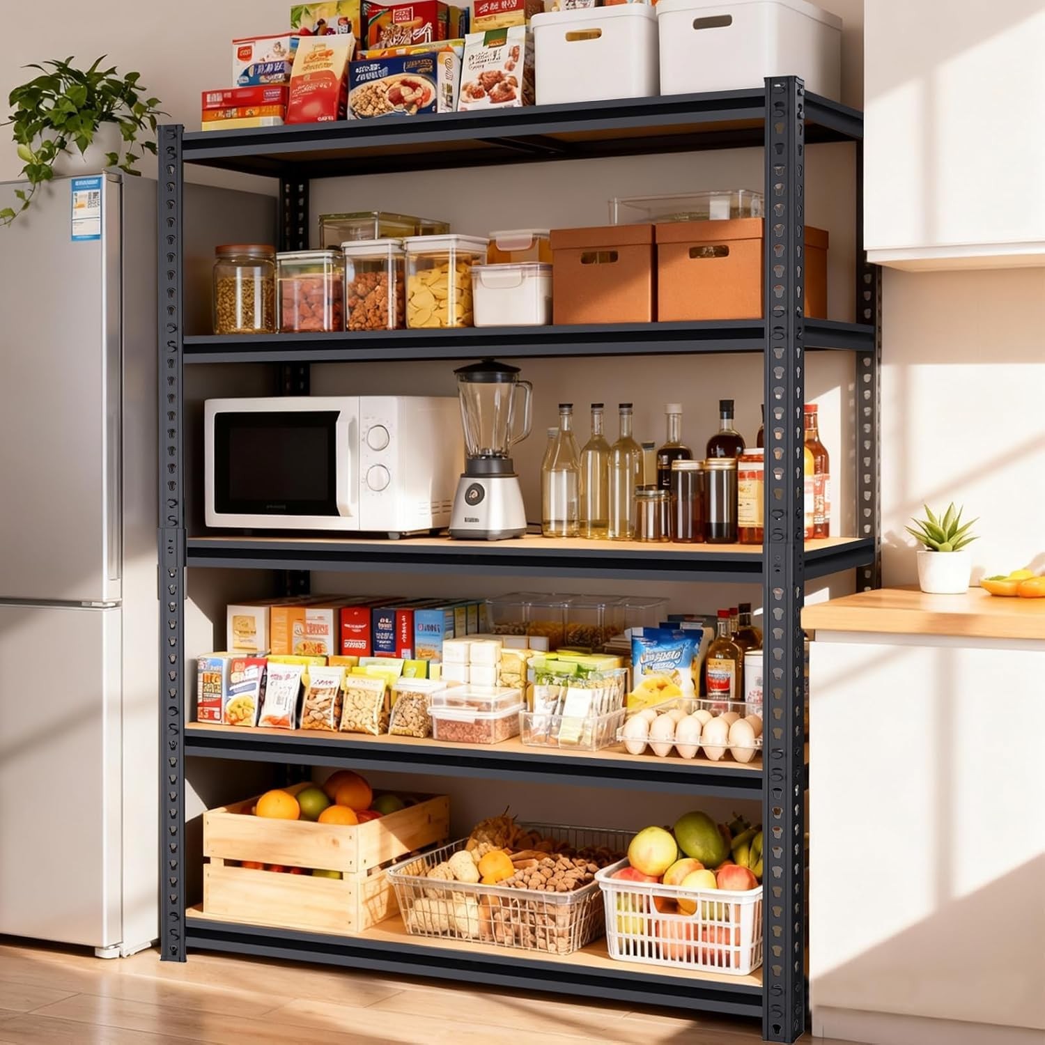 ZEUKMXOO Heavy Duty Garage Shelving 5 Tier Garage Storage Shelves 2400LBS