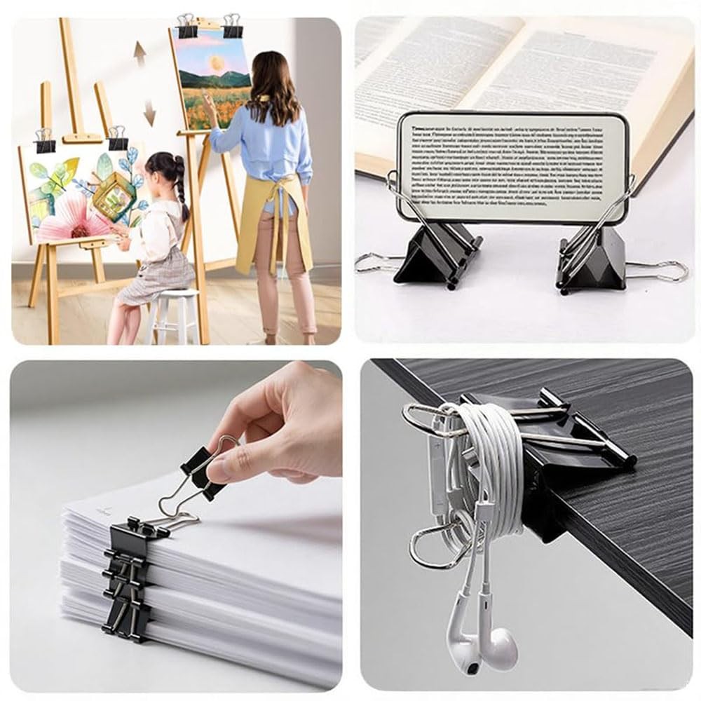 Binder Clips 100 Pack 0.75inch, 19mm Mini Black Office Paper Small,