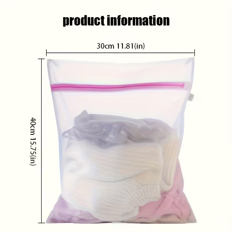 Mesh Laundry Bags Heavy-Duty/ Delicates with Non Rust Zipper- White Laundry Bag
