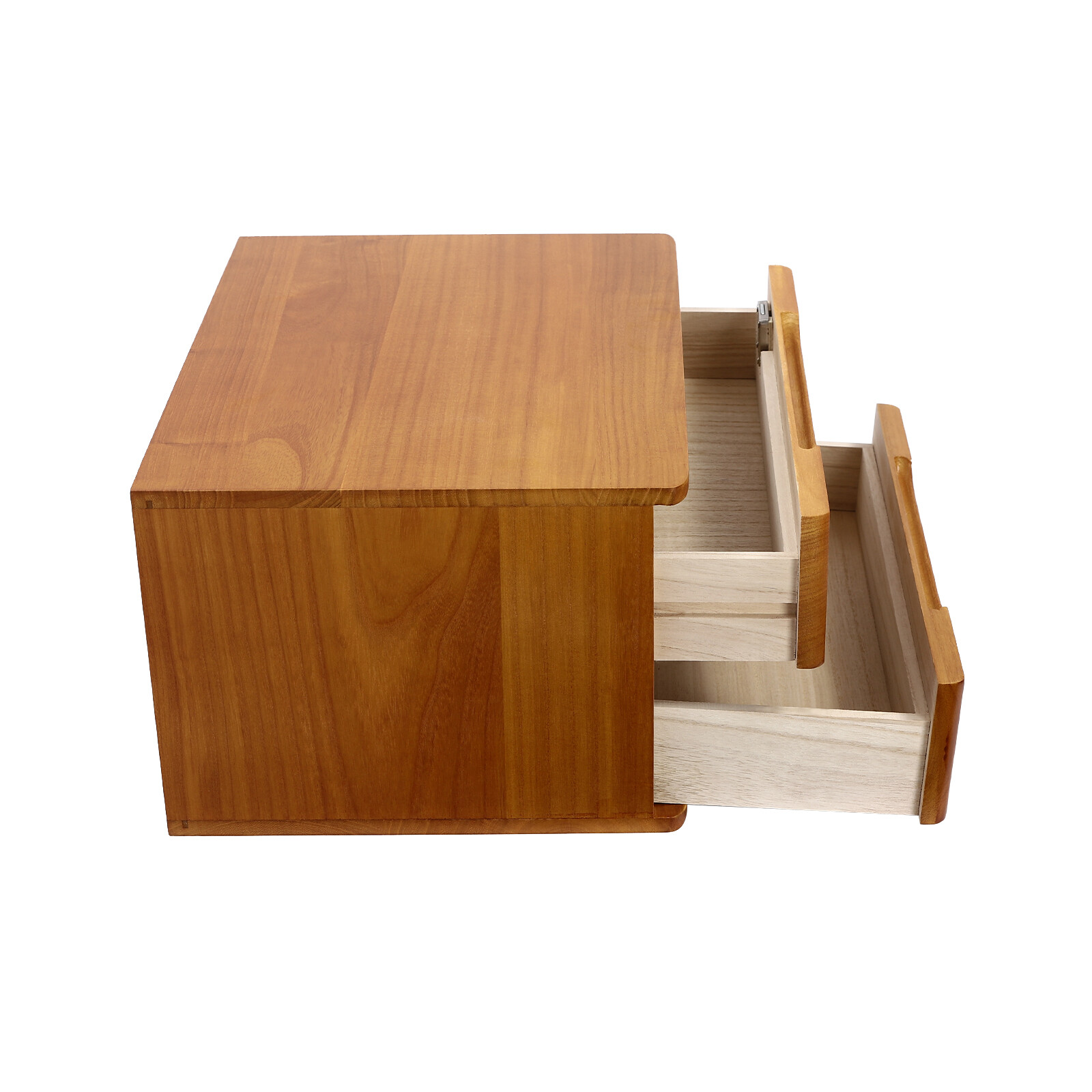 2 Tiers Wooden Tabletop Organizer Box Lockable Desktop Storage Cabinet w/Drawers
