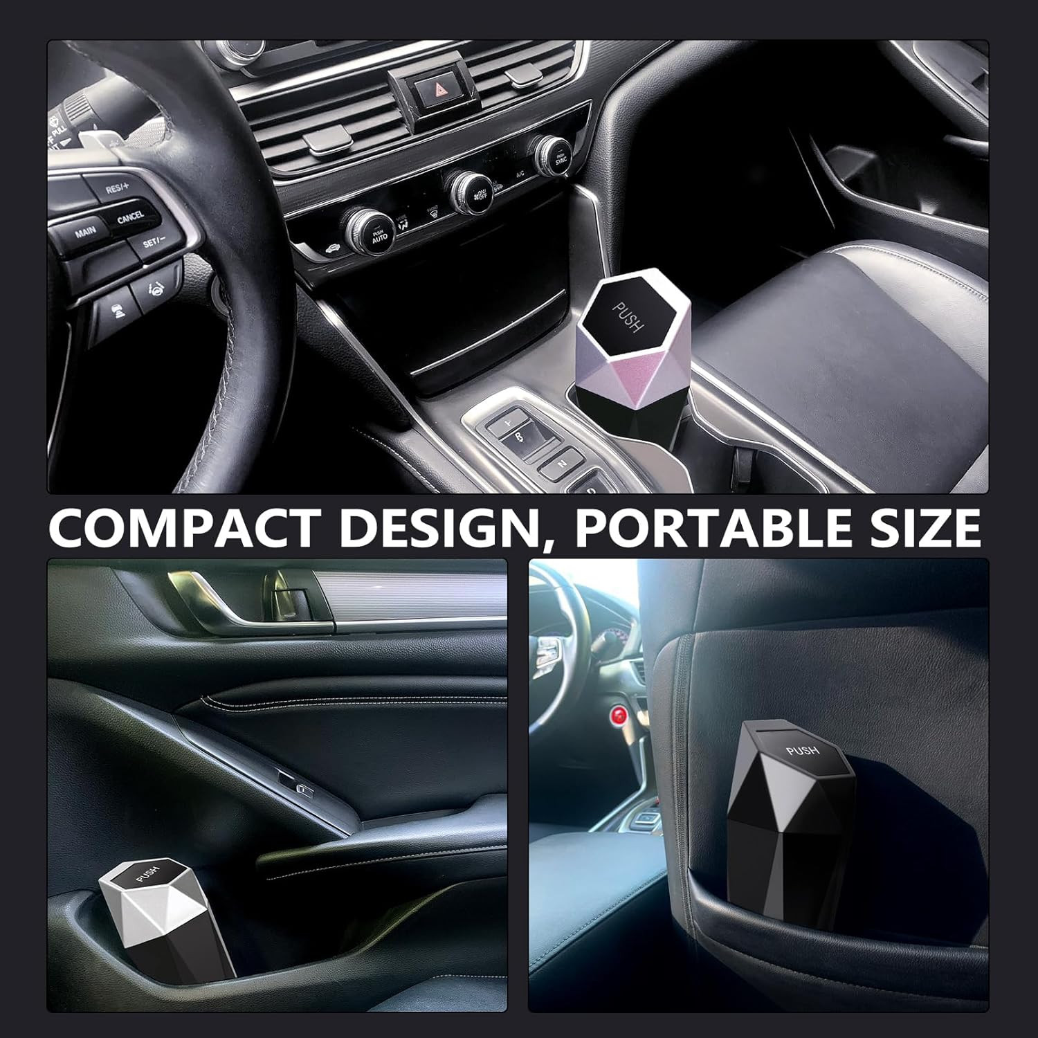 Car Trash Can Cup Holder, 2 Pack Mini Trash Can with Lid, Car Accessories for In