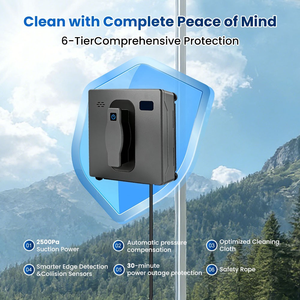 Smart Window Cleaner Robot Automatic Double Spray Head 50ml Water Tank Remote