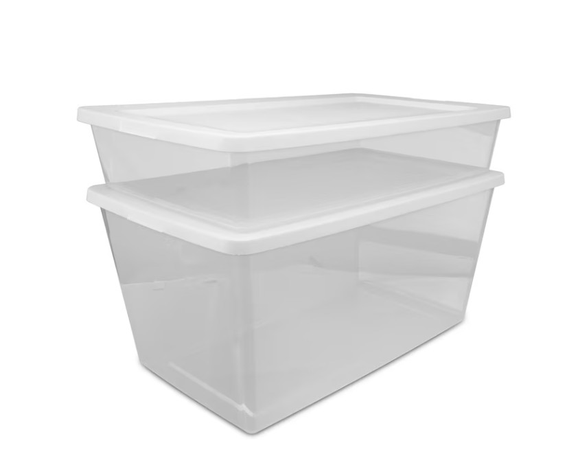 Sterilite 41 Quart Storage Box, Clear Plastic Storage Bin with Snap-on Lid