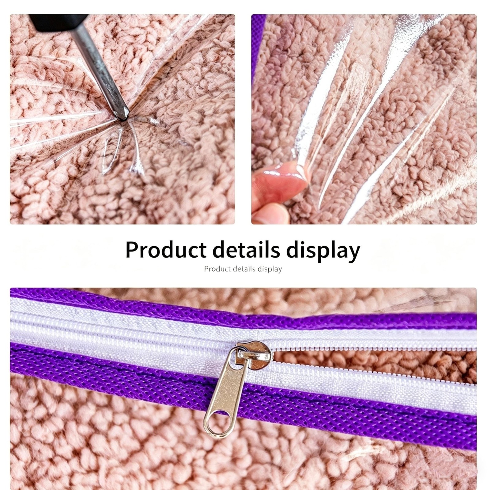5 Pack Clear PVC Storage Bags with Reinforced Handles, Waterproof purple