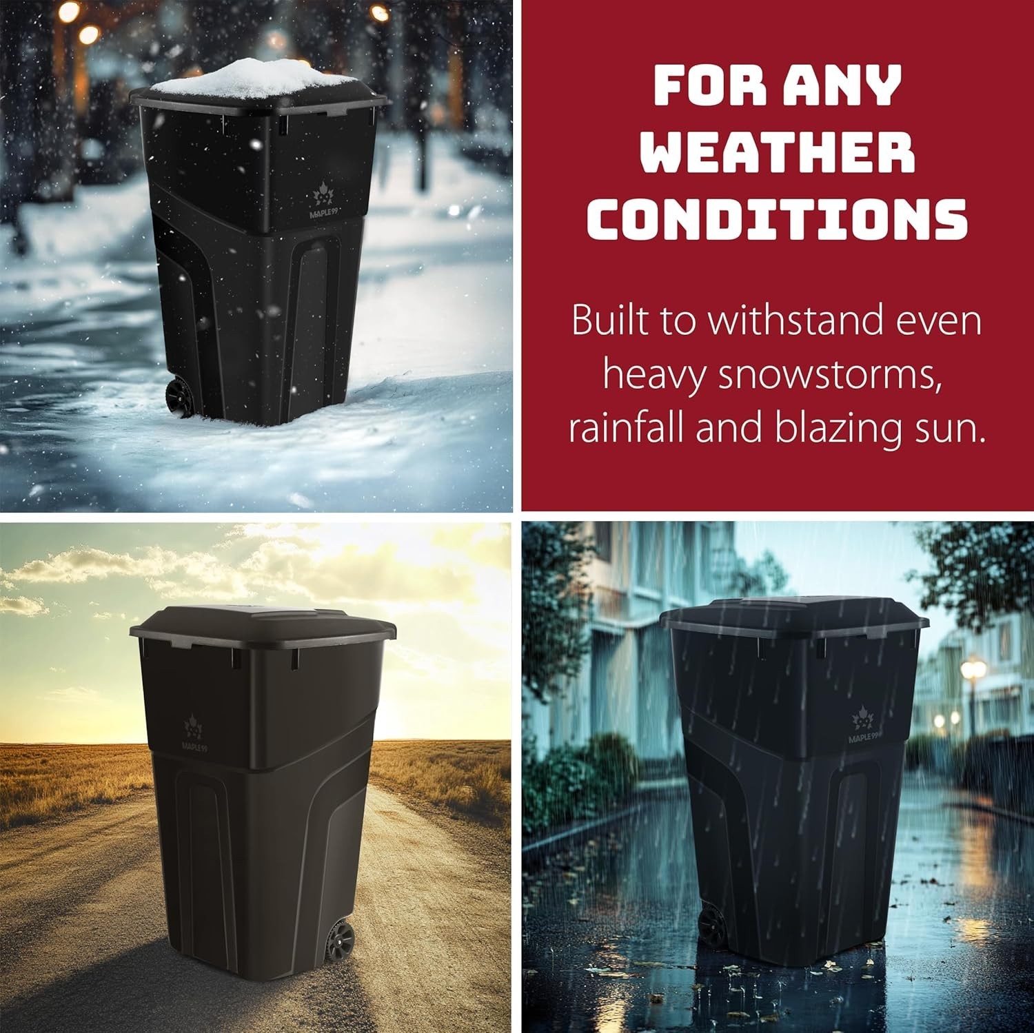 32-Gallon Wheeled Trash Can with Lid 2 Pack Heavy-Duty Outdoor Bins