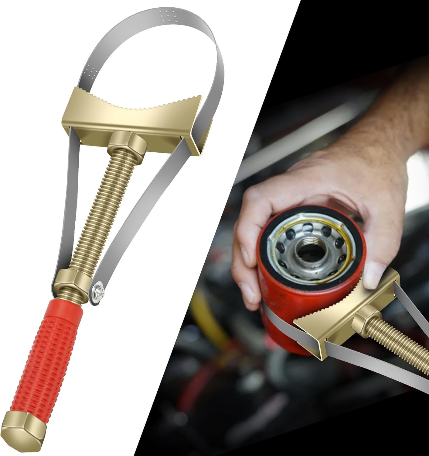 Adjustable Heavy Oil Filter Wrench for Trucks and Excavators, 9-15 cm Diameter