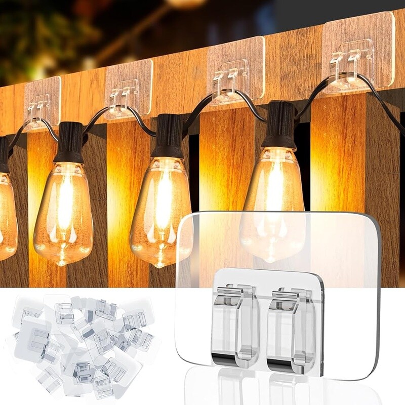 24PCS Heavy Duty Outdoor String Light Clips Waterproof Adhesive Cable Hooks New