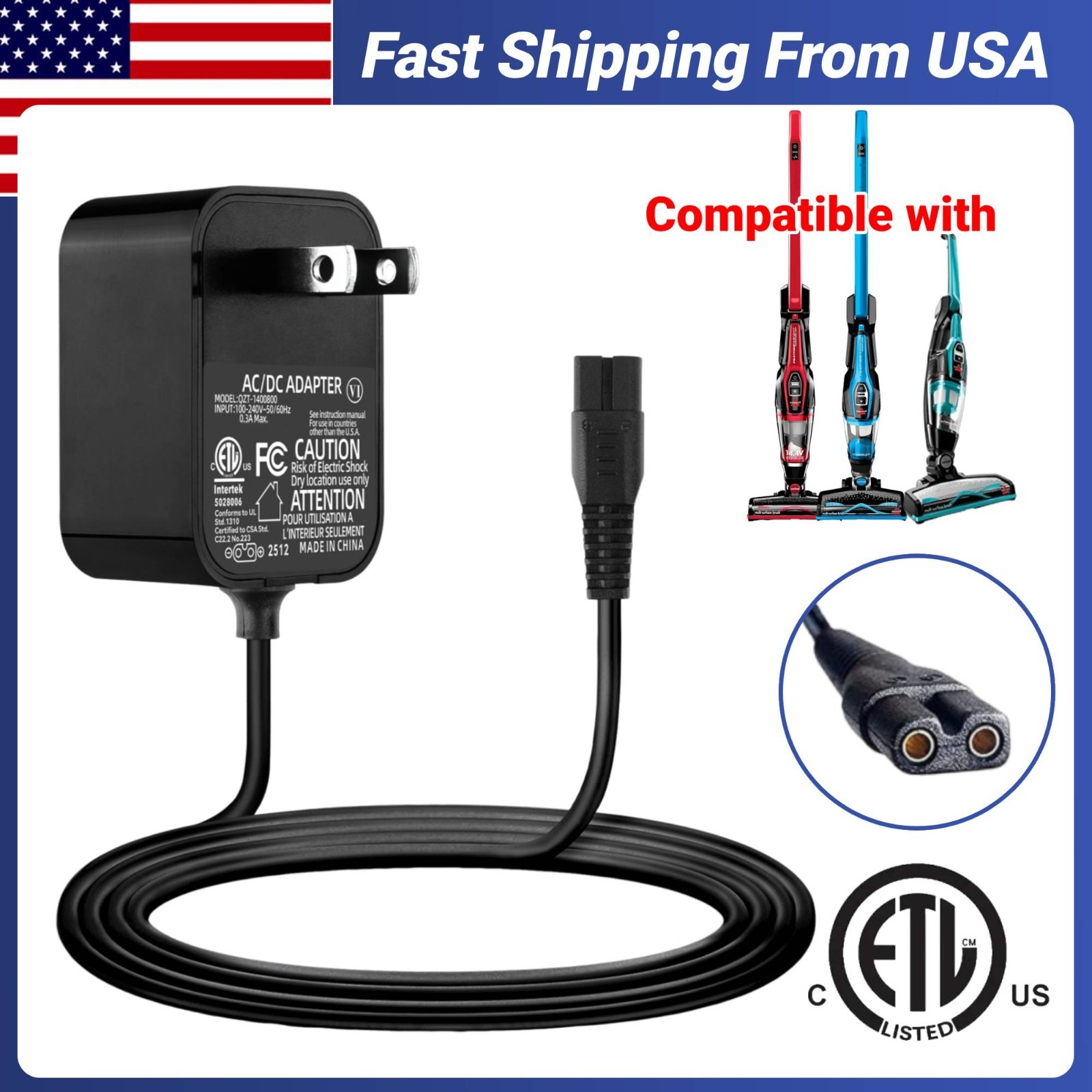 Charger for Bissell Featherweight Cordless Stick Vacuum 3061 3190 3191 3190A