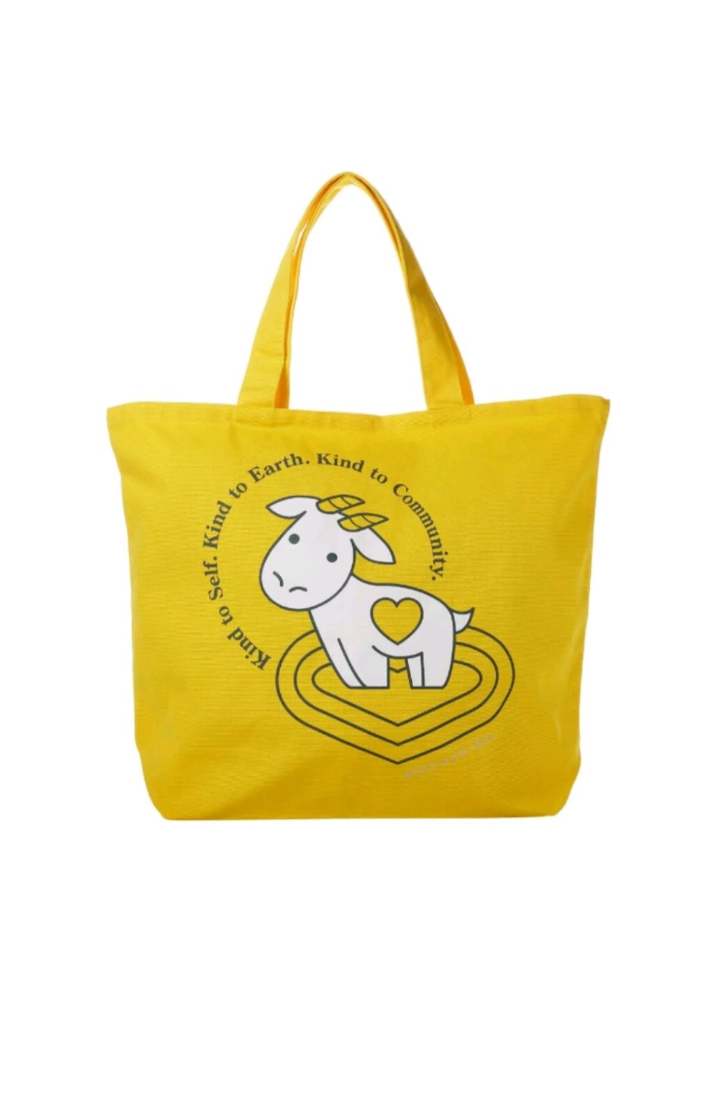 Beekman 1802 Canvas Lightweight 100% Cotton Goat Kindness Tote Bag Large Yellow
