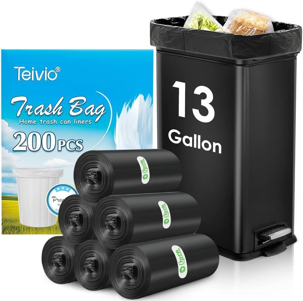 13 Gallon 200 Count Tall Kitchen Trash Bags 10 Gal 12 Gal 13 Gal fit 50 liter…