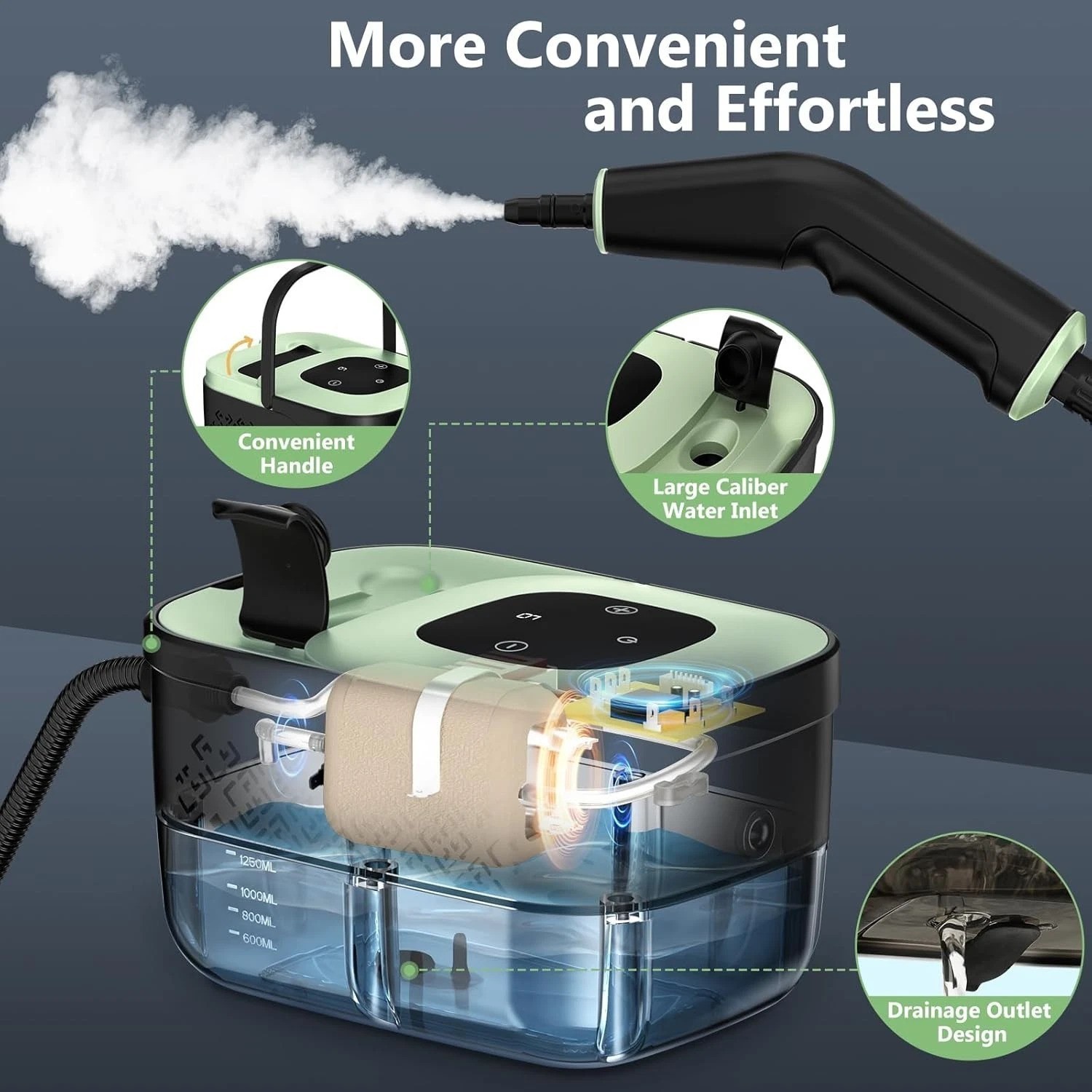 Versatile 1500W Portable Steam Cleaner for Home & Car Detailing – Eco-Friendly