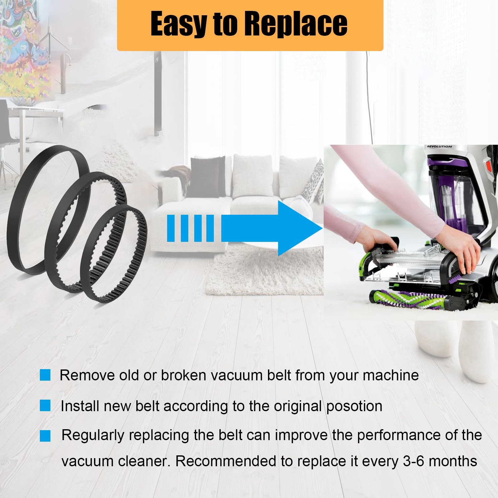 Vacuum Replacement Belt for Bissell ProHeat 2X Revolution Pet Pro Carpet Clea…