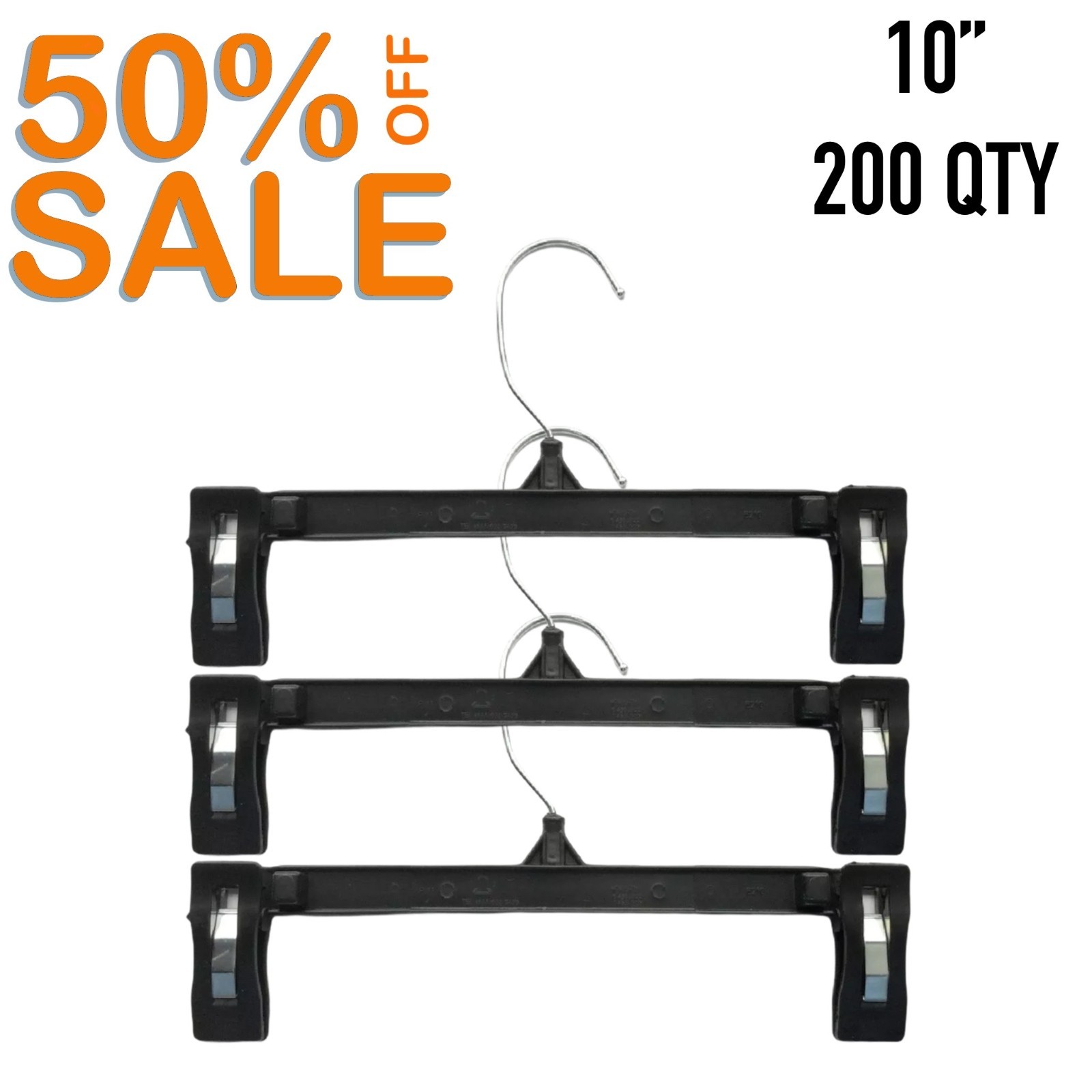 Black Clothes Hangers 10″ For Pants – Lot of 200 SALE 50% OFF (IT#52)