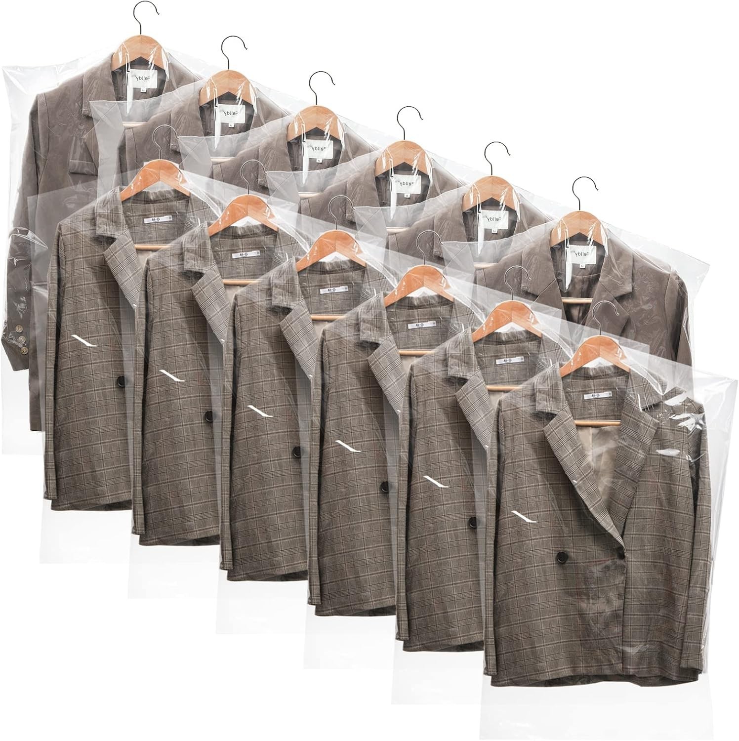 50 Pack Clear Plastic Garment Bags Hanging Clothes Dust Cover Storage 23×35