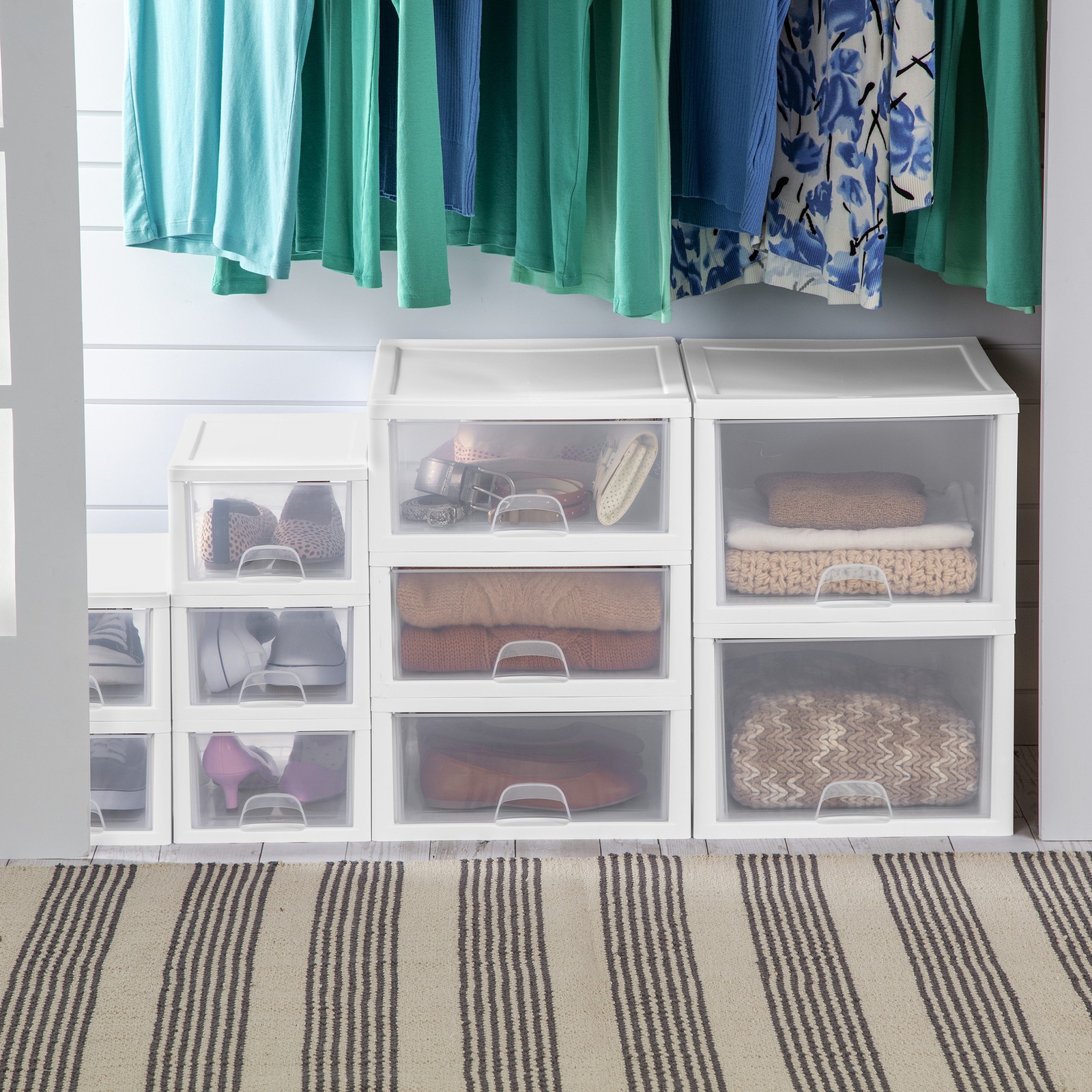 Sterilite Small Box Modular Stacking Storage Drawer Container Closet (6 Pack)