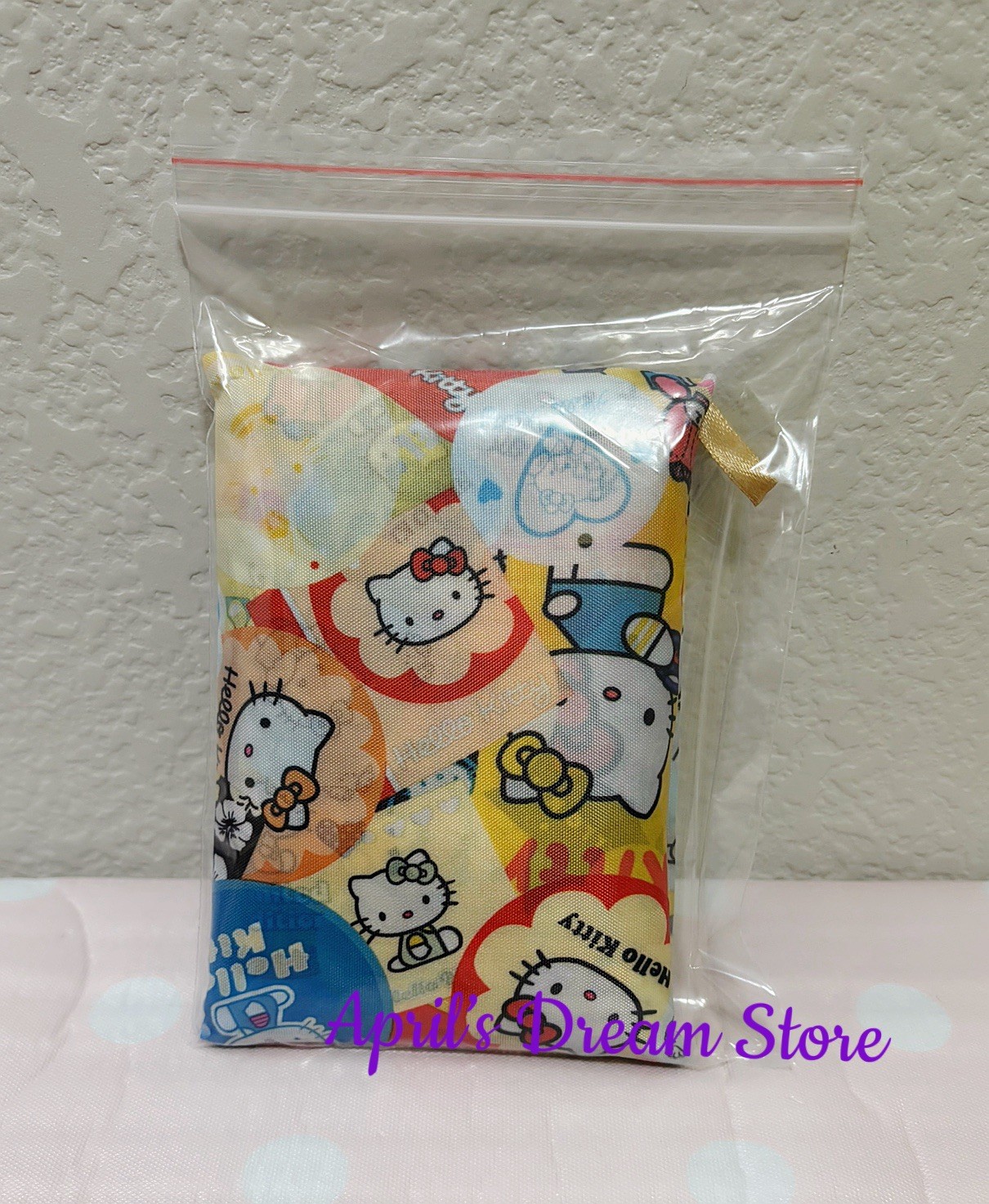 Foldable Tote Shopping Bag Hello Kitty Stamps All Over Print
