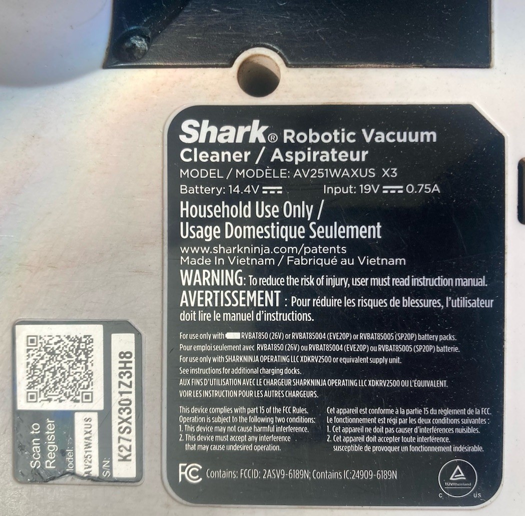 Shark AV2511AE AI Ultra Robot Vacuum With Base FOR PARTS ONLY