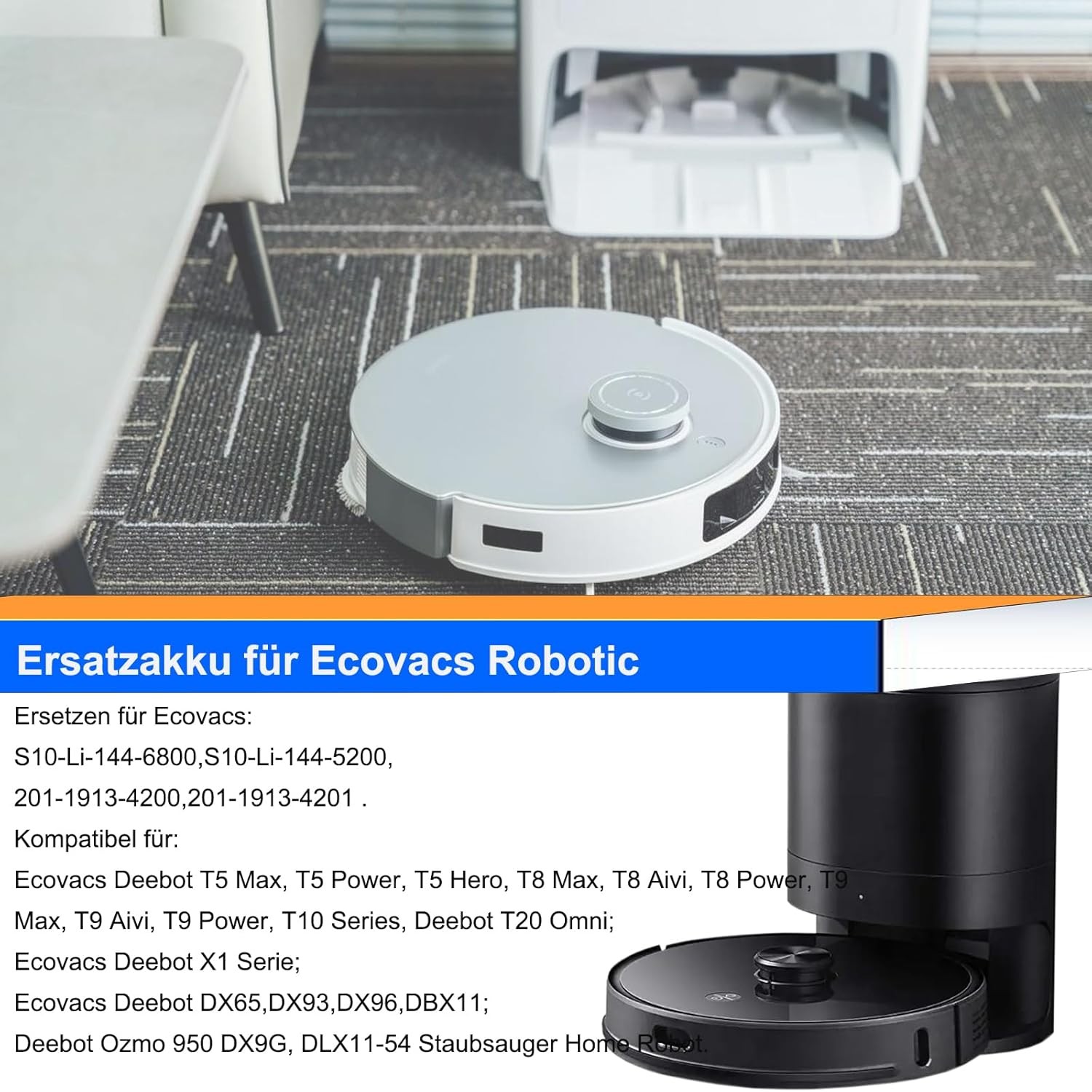 5200mAh Replacement Battery for Ecovacs Deebot Ozmo 950 DX9G Deebot X1 Deebot