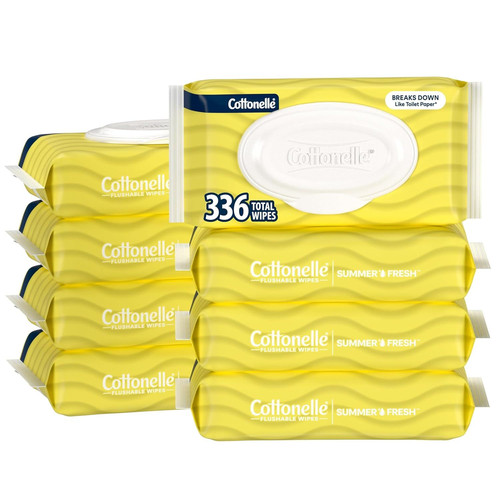 Cottonelle Summer Fresh Scented Flushable Wipes, 8 42 Wipes (Pack of 8)