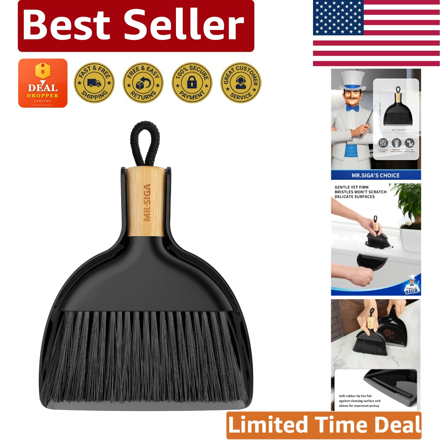 Eco-Friendly Mini Dustpan and Brush Set with Bamboo Handle – Perfect for Quic…