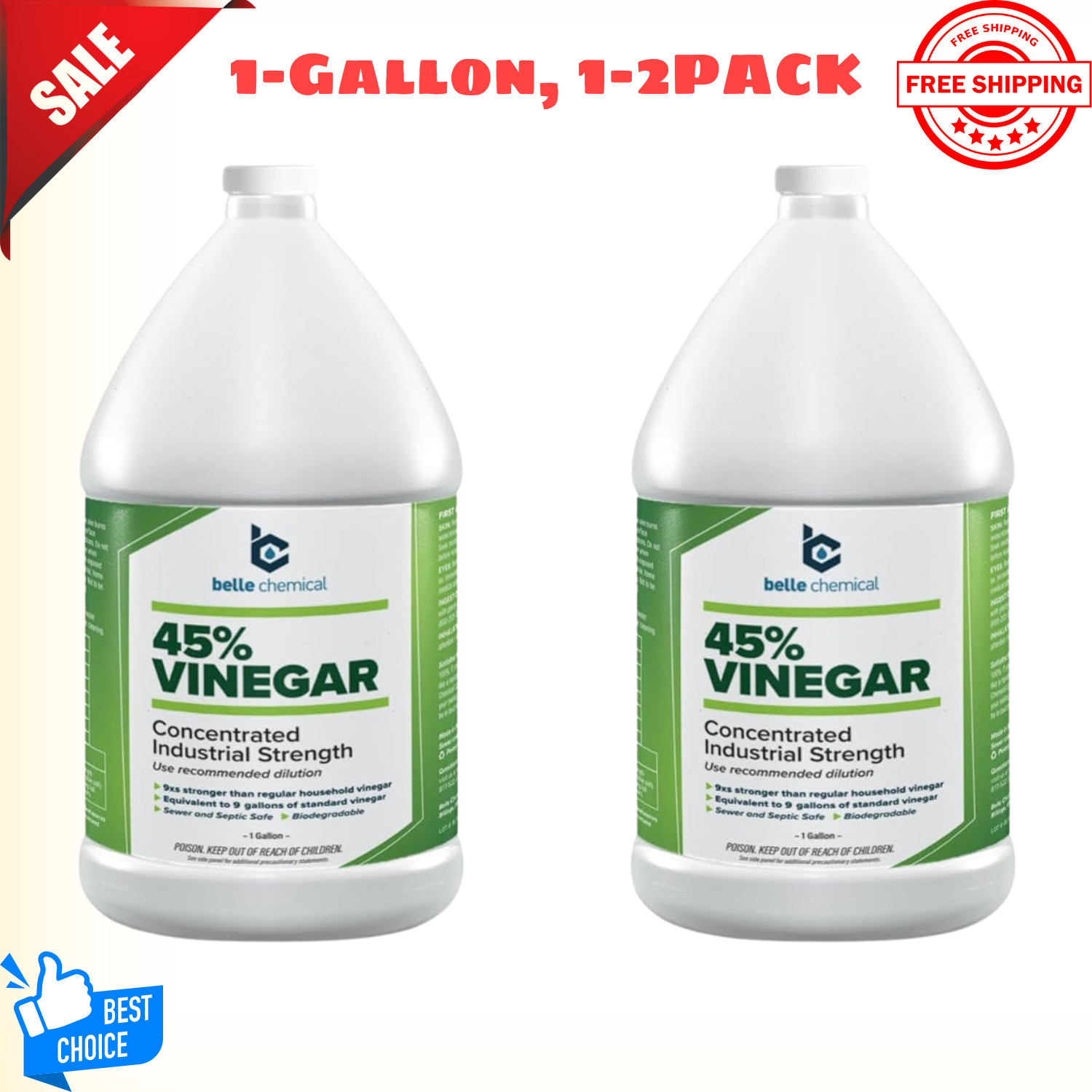 45% Pure Vinegar – Concentrated Industrial Grade (1-Gallon)