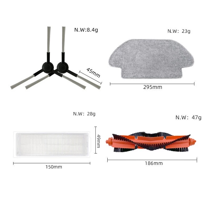For Mijia STYJ02YM for VIOMI V2 PRO V3 Robot Vacuum Cleaner Brush Filter Mop Set