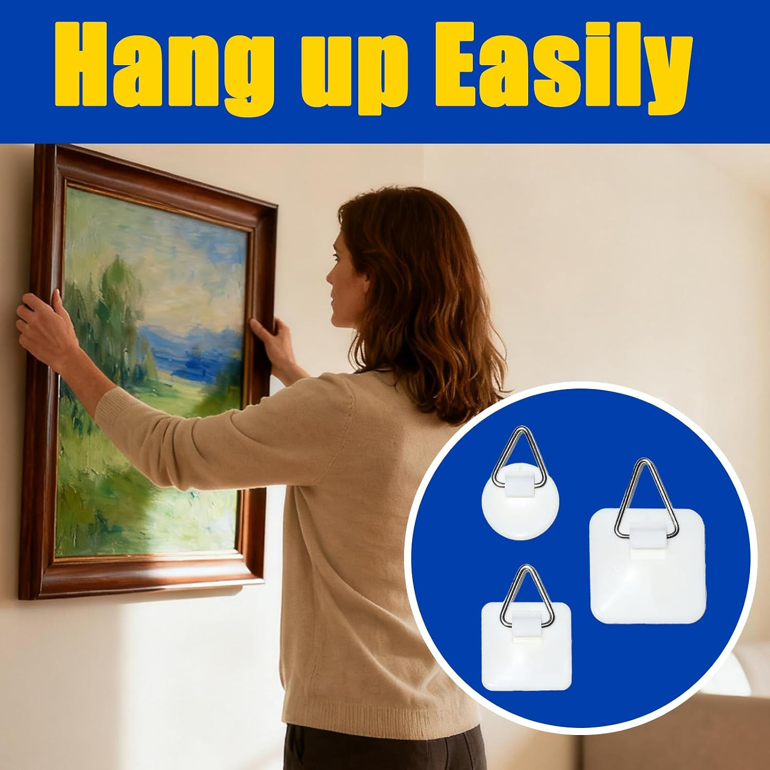 24 Pcs Adhesive Picture Hanger Foam Board Picture Hanging Hooks without Nails Pl