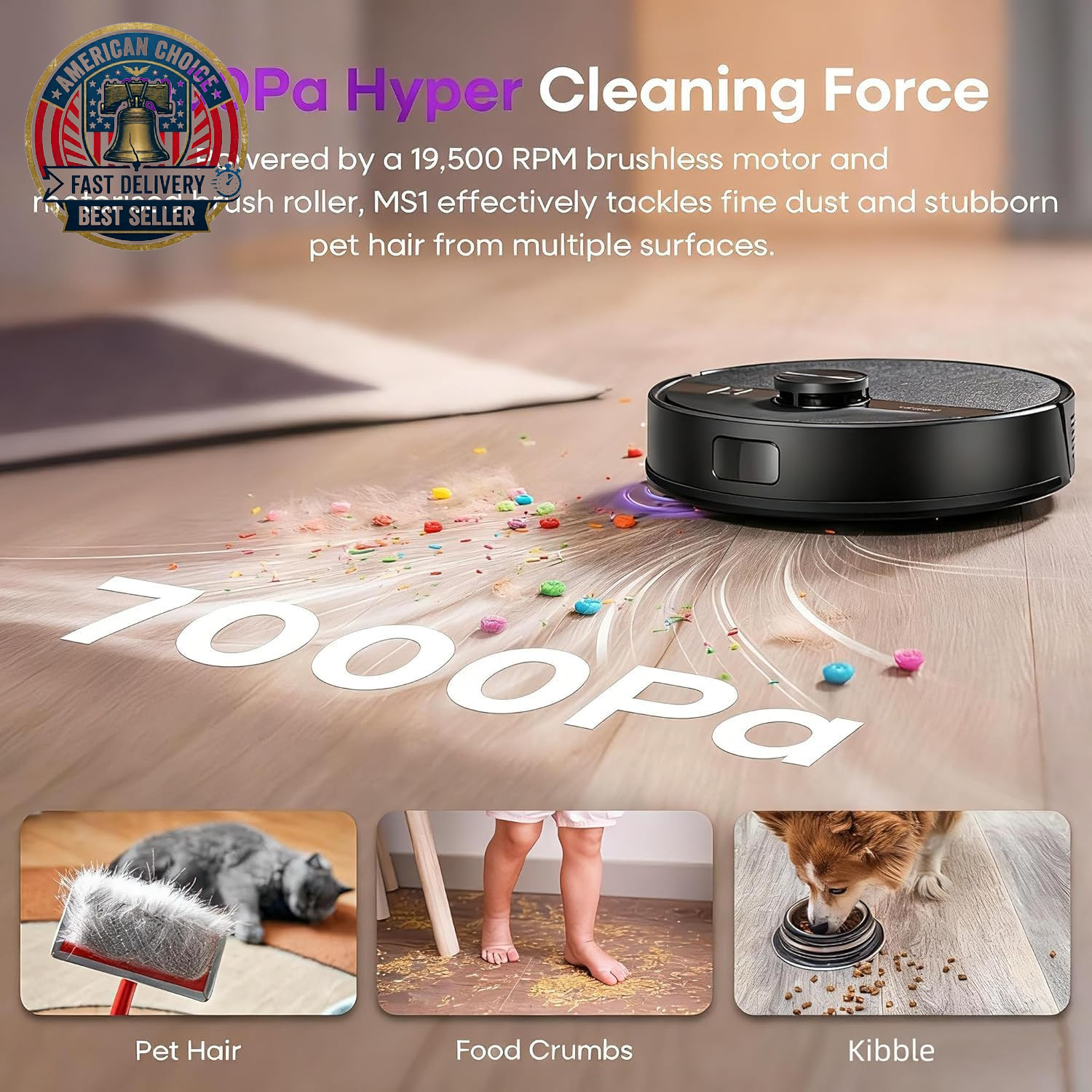 Robot Vacuum and Mop Combo, 7000Pa Robotic Vacuum with Lidar Navigation, 180Mins