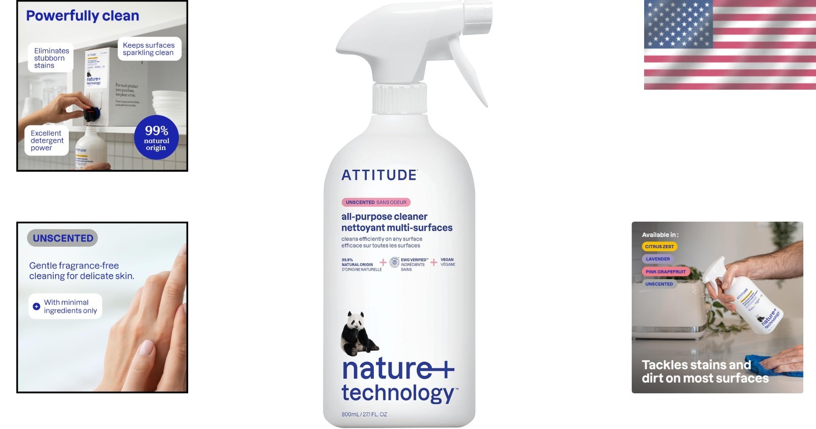 Multipurpose Cleaner Spray – EWG Verified, 94% Plant-Based – 27.1 Fl Oz