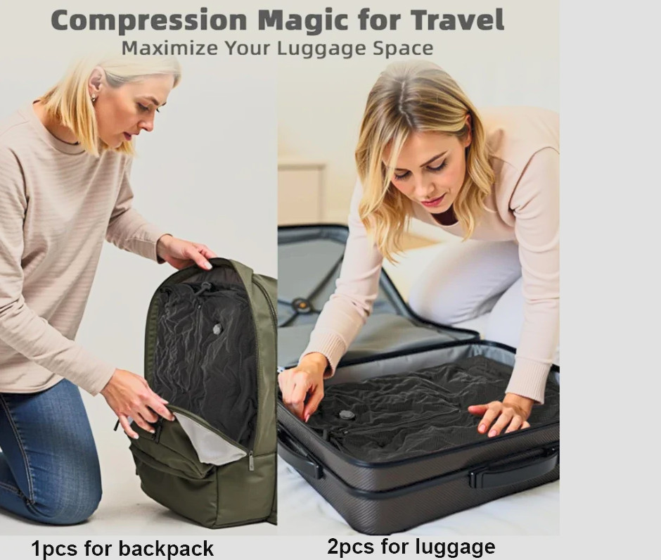 Vacuum Compression Travel Bag with Electric Air Pump Waterproof Storage Bag