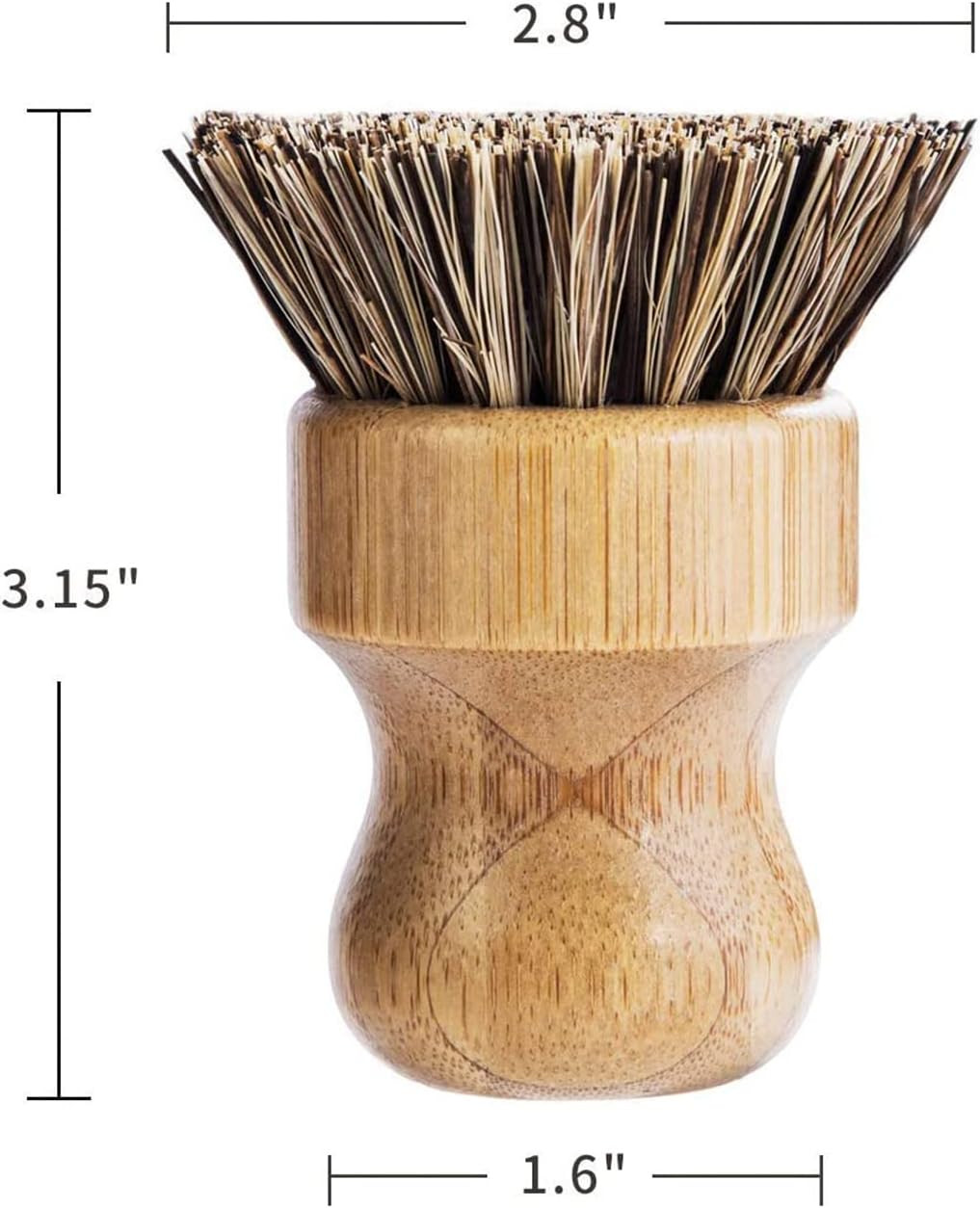 3Pc Bamboo Palm Pot Brush Natural Dish Scrubber Kitchen Cleaning Brush Set