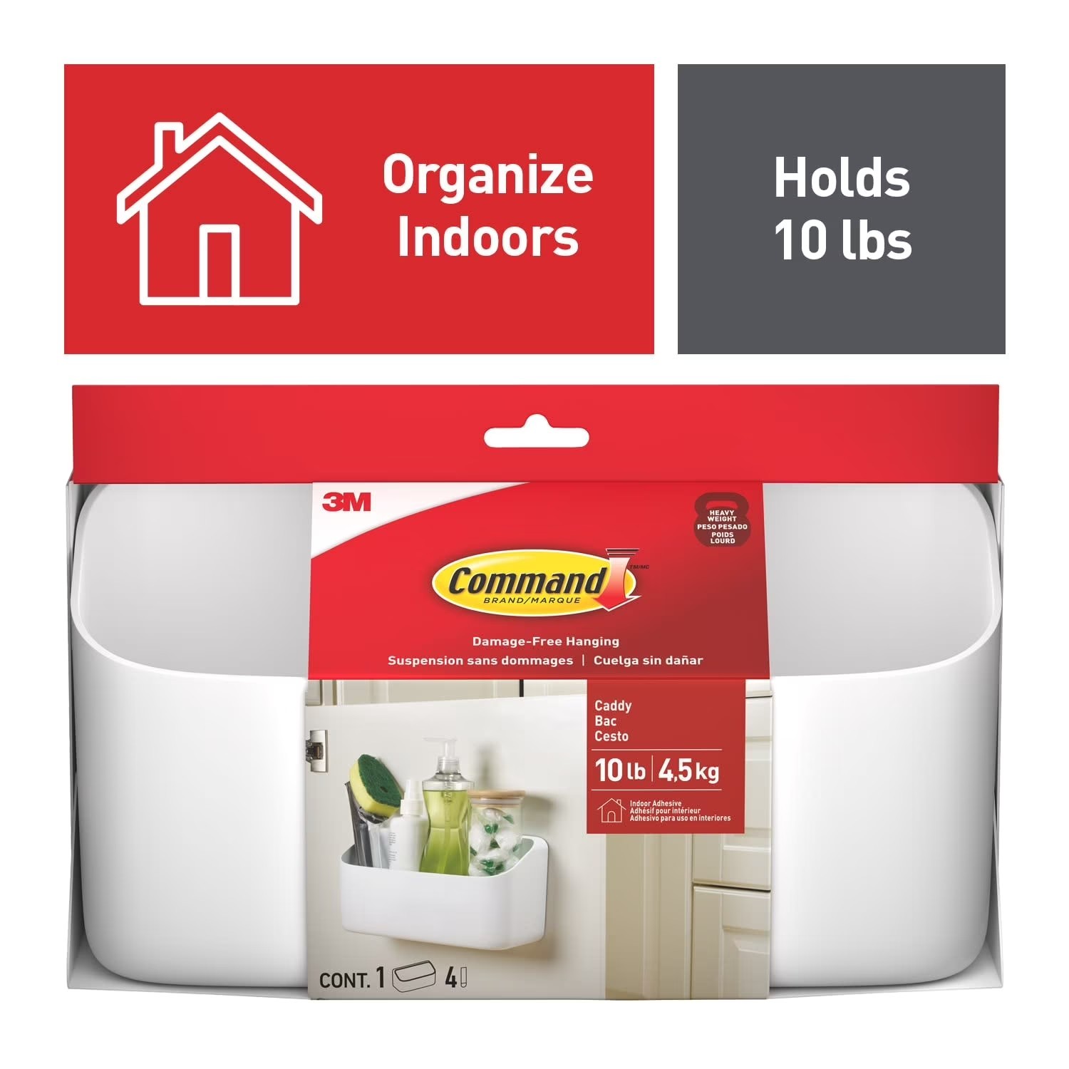 Heavyweight Large Caddy Hangs Up to 10lbs White Home Organizer Pantry Closet