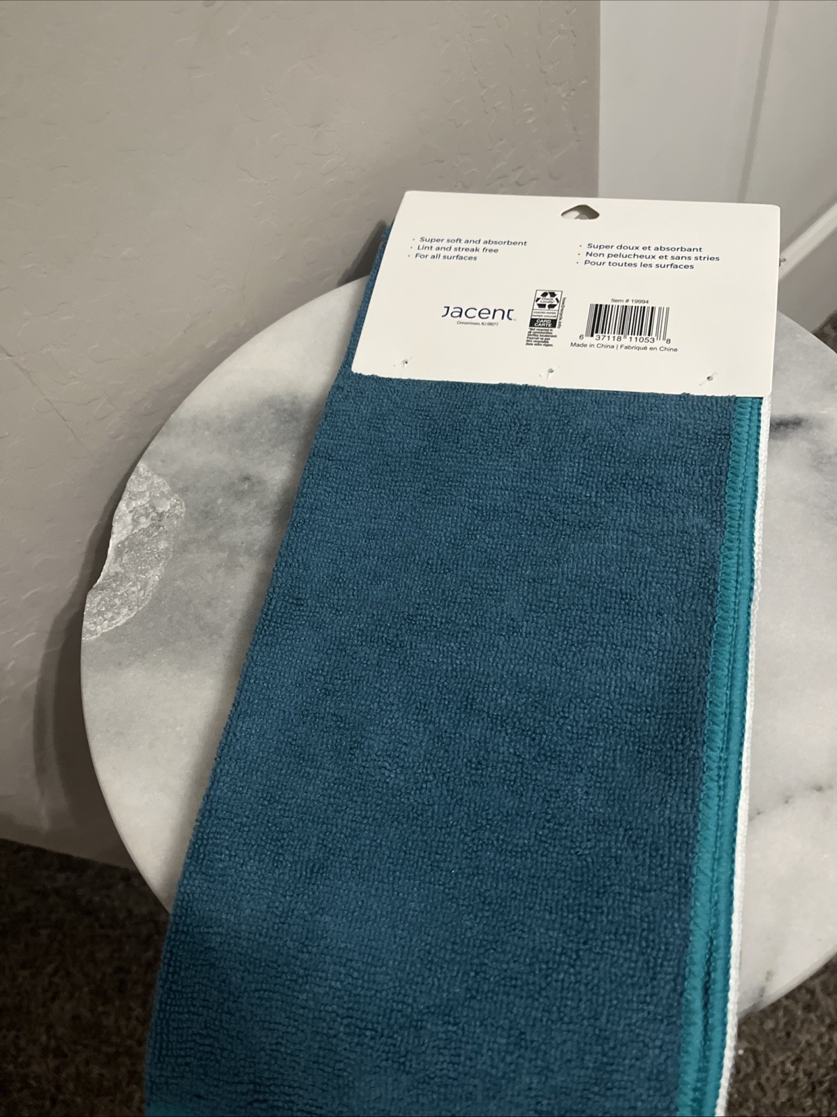 Key & Castle Microfiber Cloths, 3ct Chiffon NWT Teal, White, Gray