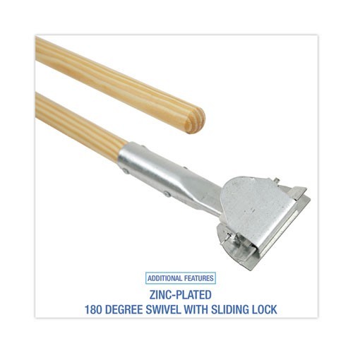 Boardwalk Clip-On Dust Mop Handle Swivel Head, Lacquered Wood, 1″ x 60″, Natural