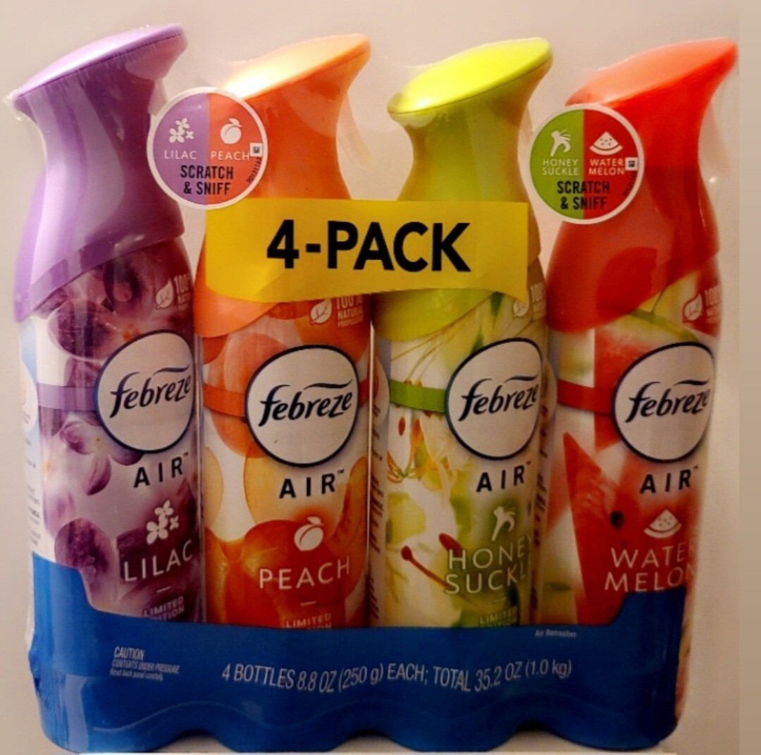 FEBREZE AIR “LIMITED EDITION” SPRING/SUMMER SCENT FRESHENER SPRAY. 4pk/8.8 oz.