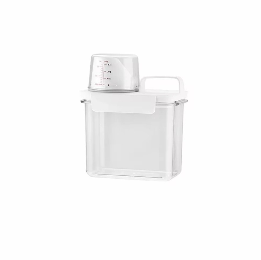 1pcs Airtight Laundry Detergent Dispenser – Clear Powder & Liquid Storage Jar