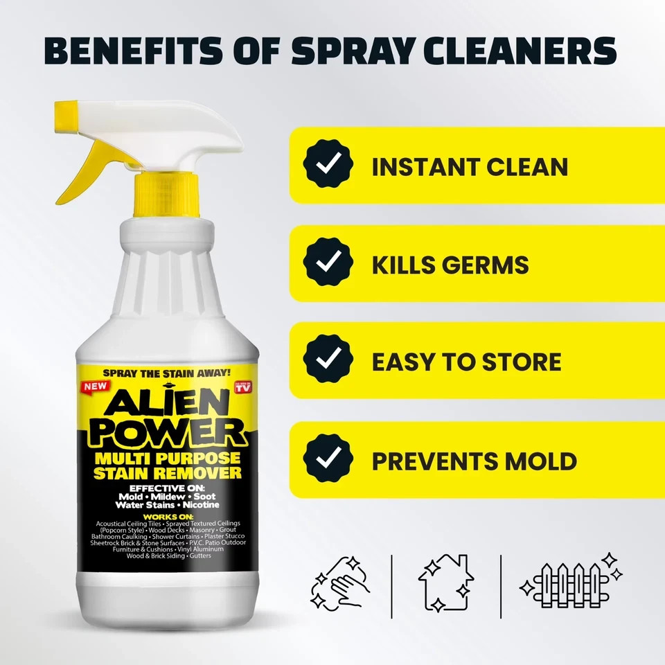 Alien Power Stain Remover Kit – Mold, Mildew & Algae Cleaner with Spray Bottle