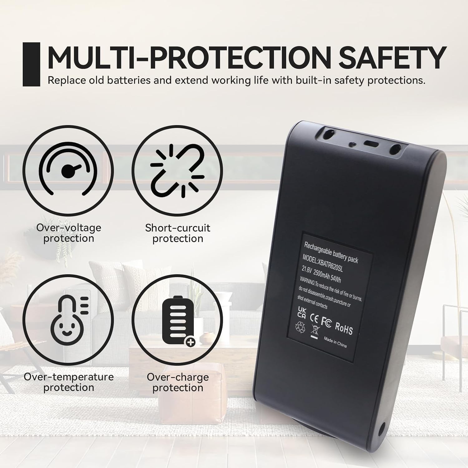 XBATR620SL XBATR625SL Battery Replacement for Shark Stratos IZ540H IZ562H