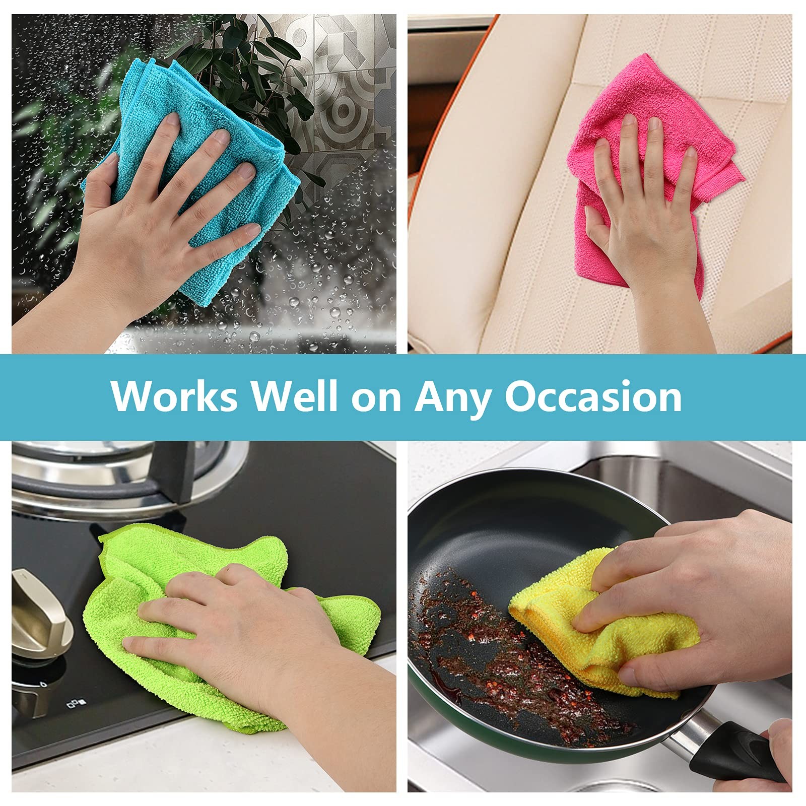 HOMEXCEL 12PK Microfiber Cleaning Cloth 11.5×11.5in