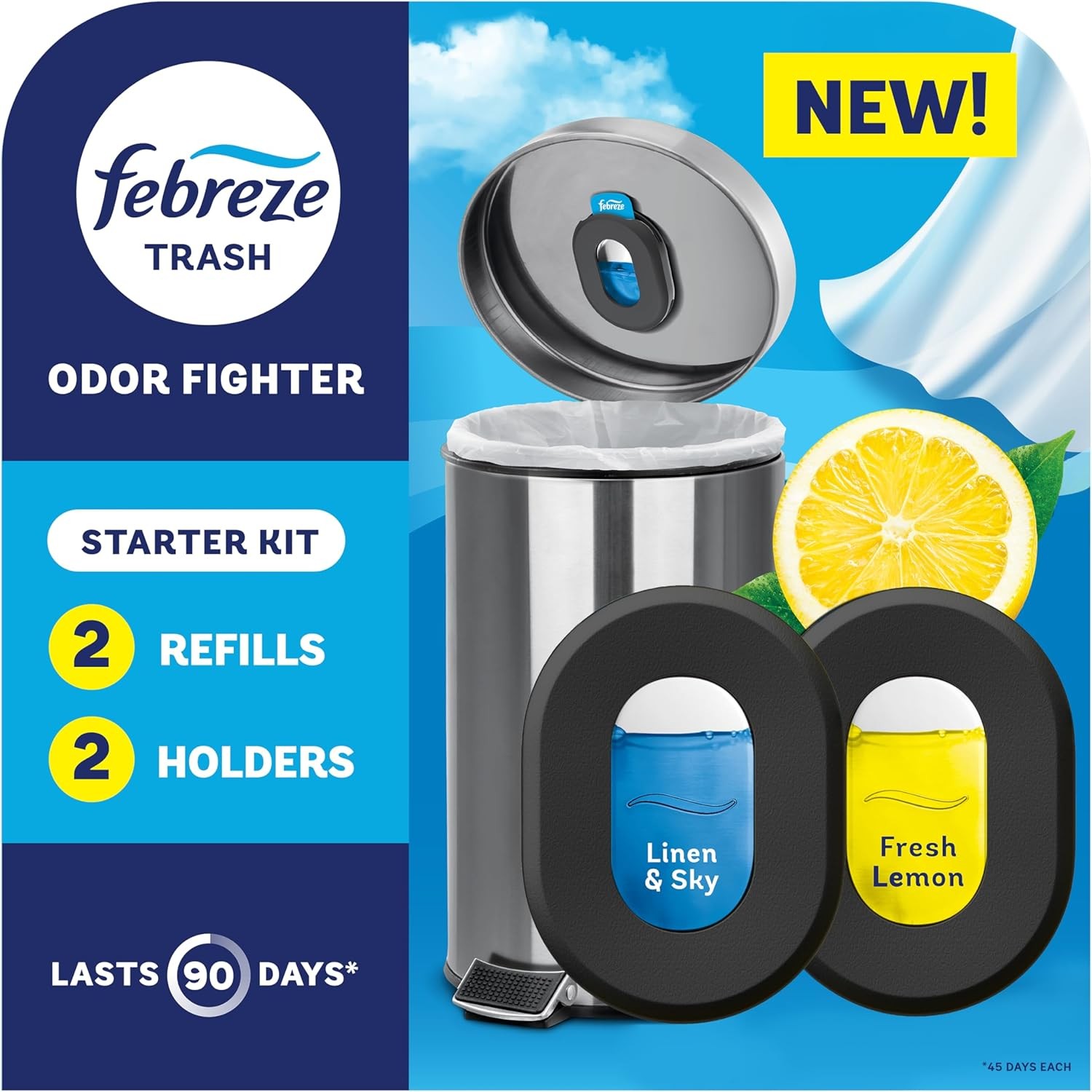 Febreze Trash Odor Fighter, Trash Can Air Freshener, Stick-On Deodorizer for Gar