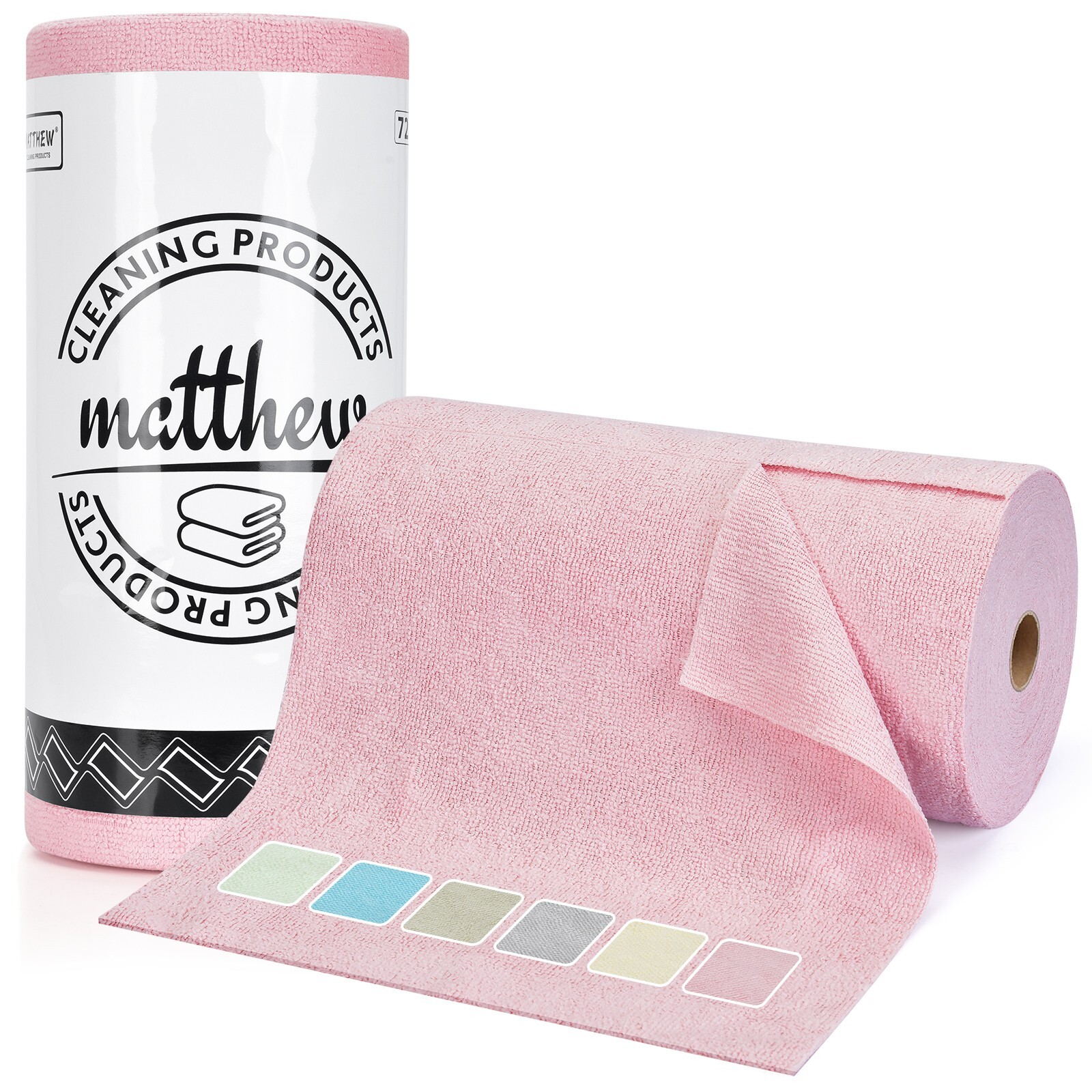 Matthew Microfiber Cleaning Cloth Roll 72Pack(12″x12″) Washable Tear Away Towels