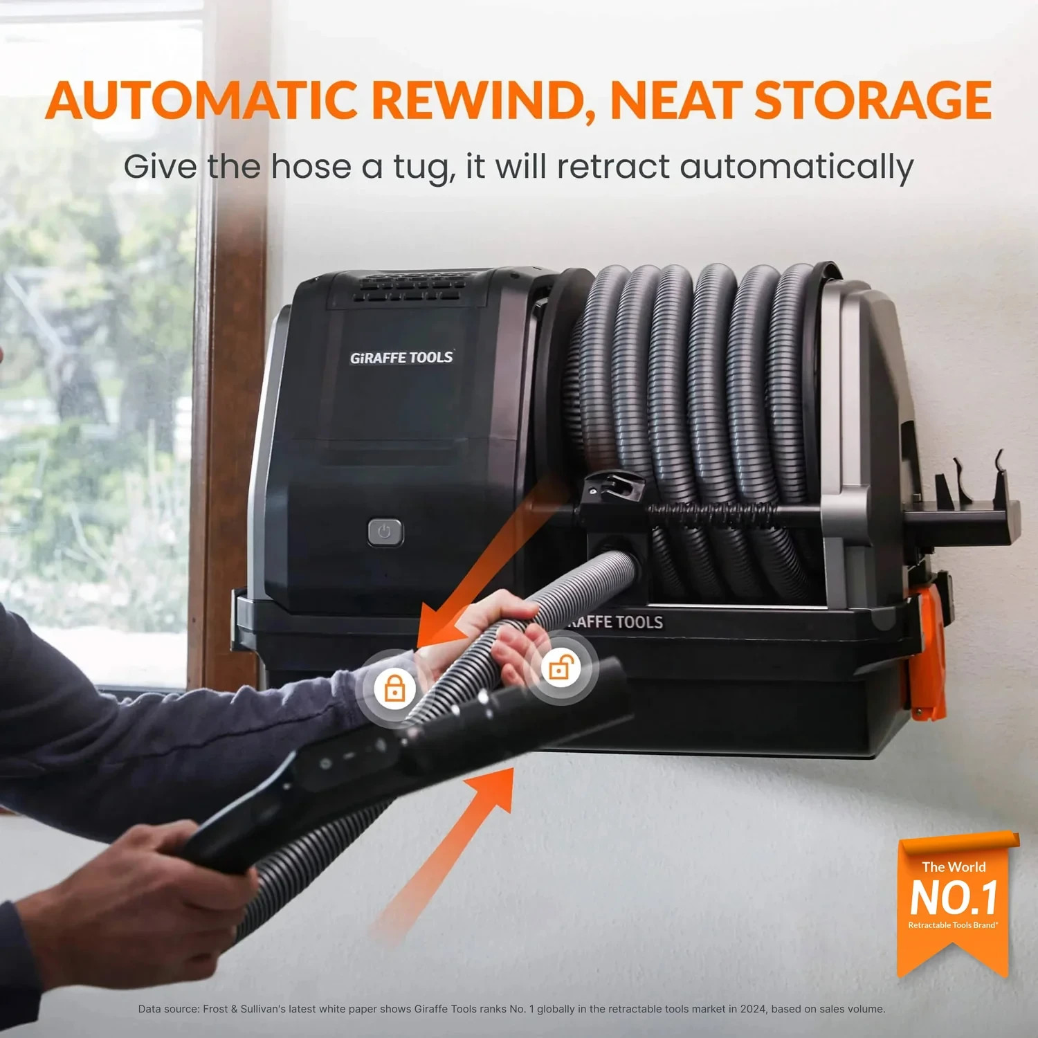 Wall Mounted Retractable Vacuum Cleaner 30FT Hose Wet Dry Garage Cleaning Kit