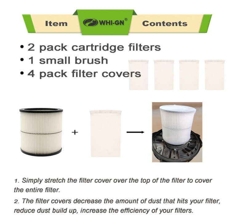 2 Pack Vacuum Cartridge Filter Replacement for Craftsman Shop Vac Filter 9-17884