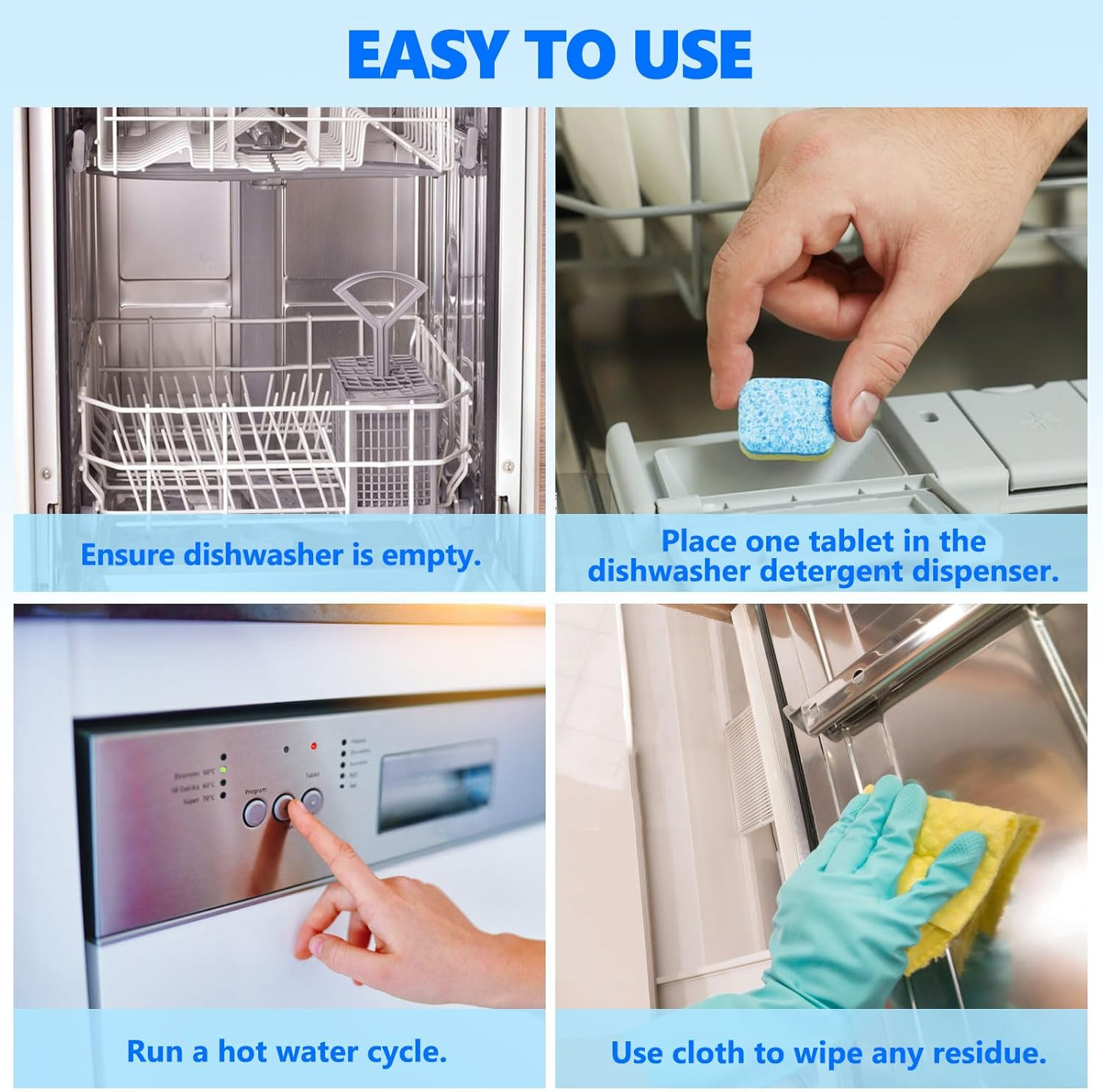 Dishwasher Cleaner and Deodorizer Tablets 24 Pack,Deep Cleaning Descaler Pods fo