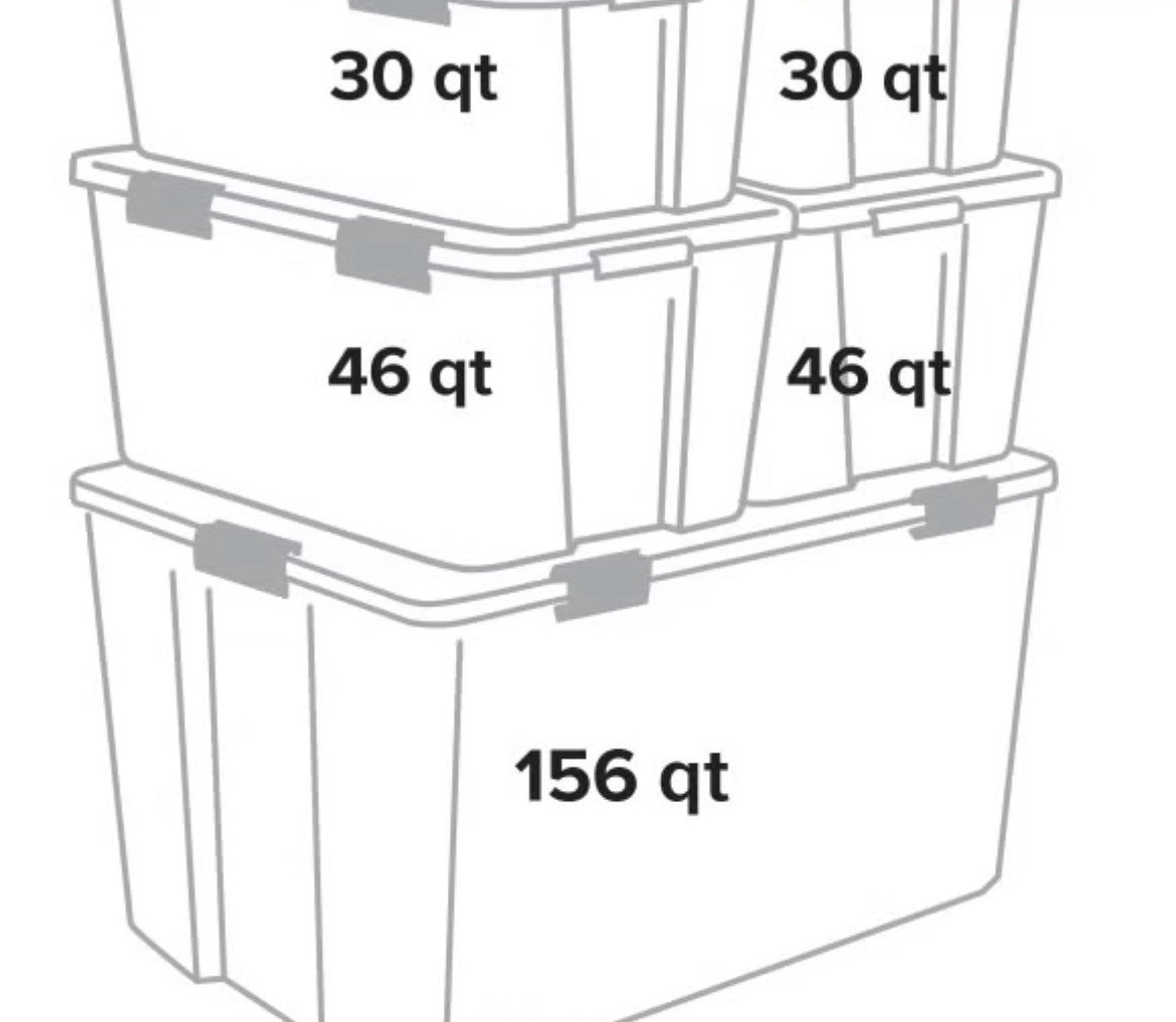 Clear Plastic Rectangular Storage Bin w/ Lid, Stackable, 6.5/19/30 qt