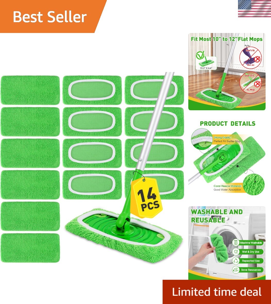 14 Reusable Microfiber Mop Pads – Eco-Friendly Washable Refills for All Floors