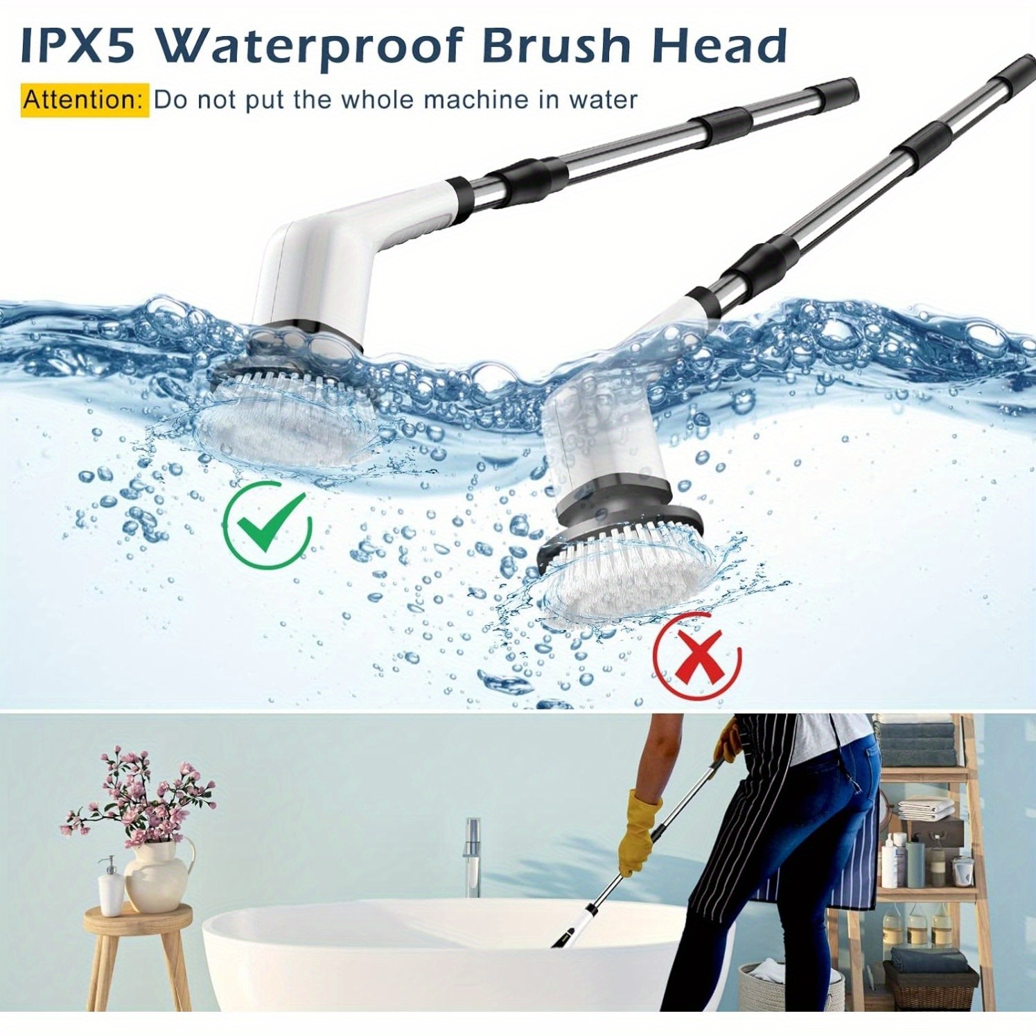 7 Heads Electric Spin Scrubber Cordless Bathtub Power Scrubber Rechargeable US