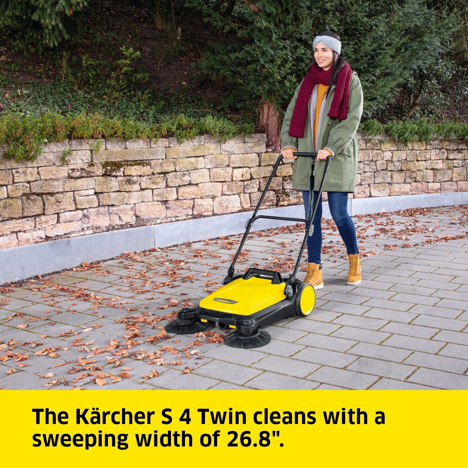 Karcher S4 Twin, Push Sweeper, 5.25 Gal, for Driveway, Sidewalk, Garage – NEW